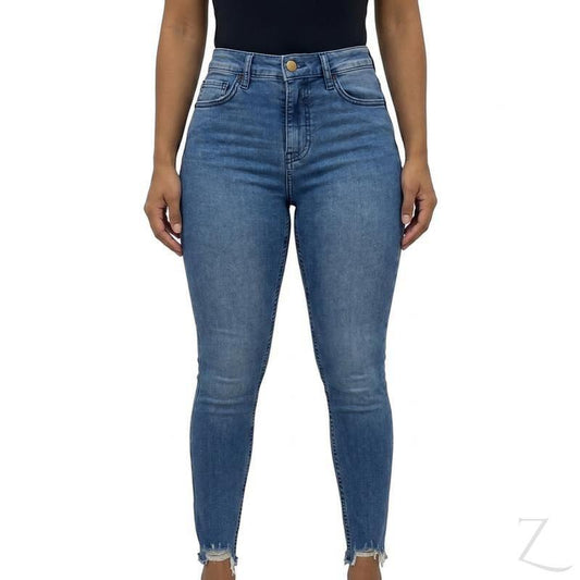 Buy-Ladies Super Skinny Slightly Stretchy Denim Jeans | Raw Hem | "Tina"-A Grade-Online-in South Africa-on Zalemart