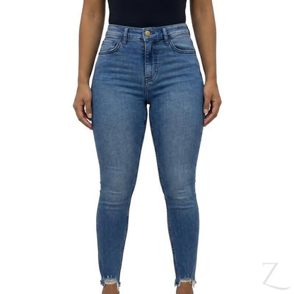 Buy-Ladies Super Skinny Slightly Stretchy Denim Jeans | Raw Hem | "Tina" - B Grade-Blue-22-Online-in South Africa-on Zalemart
