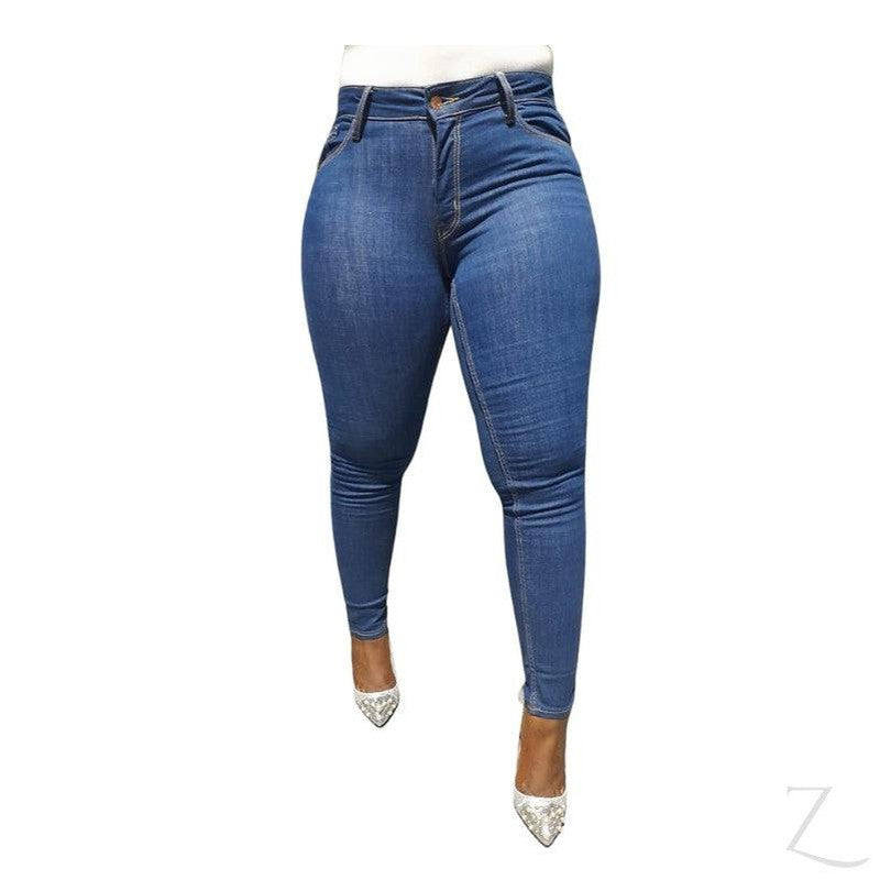Buy-Ladies Super Skinny Slightly Stretchy Strong Denim Jeans | Plain | "Ibhuku"-Blue-28-Online-in South Africa-on Zalemart