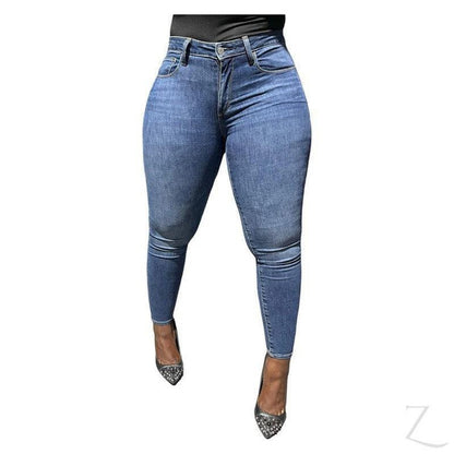 Buy-Ladies Super Skinny Super Strong Stretchy Denim Jeans | Plain | "Bobo"-Blue-24-Regular-Online-in South Africa-on Zalemart
