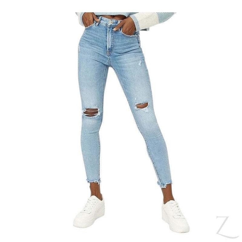 Buy-Ladies Super Skinny Super Strong Stretchy Denim Jeans | Ripped | "Sia"-Light Blue-26-Online-in South Africa-on Zalemart