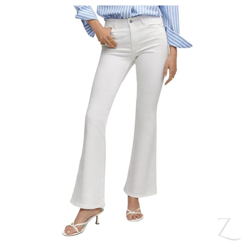 Buy-Ladies Super Stretchy Strong Denim Flare Jeans | Plain | "Sithelo"-White-28-Online-in South Africa-on Zalemart