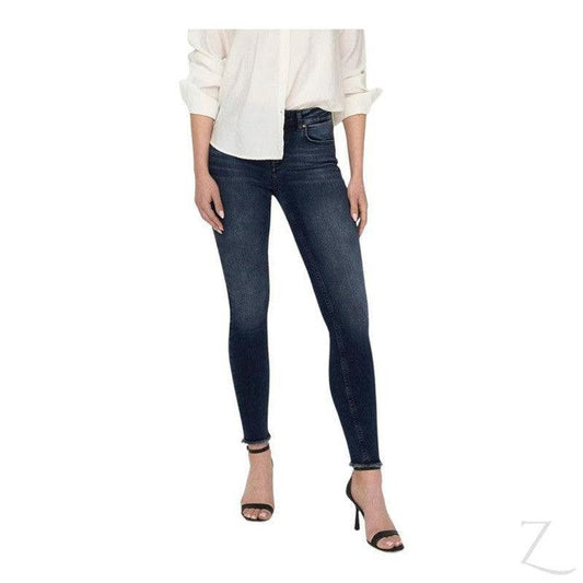 Buy-Ladies Super Stretchy Super Skinny Denim Jeans | Raw Hem | "Phela"-Navy Blue-XS-Regular-Online-in South Africa-on Zalemart