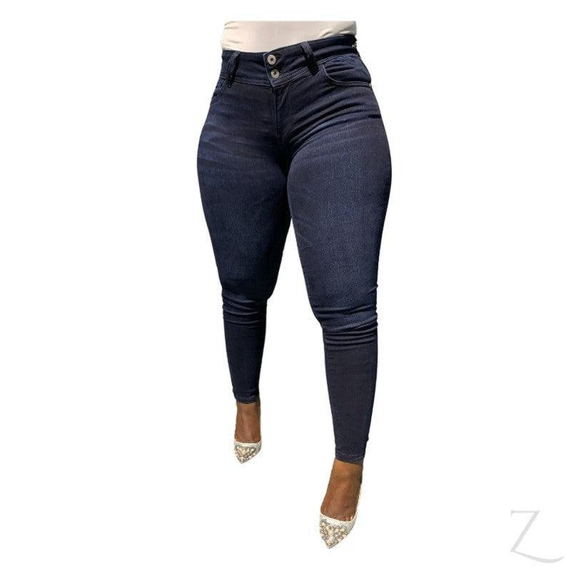 Buy-Ladies Super Stretchy Super Skinny Strong Denim Jeans | Long Length | "Kuni"-Navy Blue-32-Online-in South Africa-on Zalemart