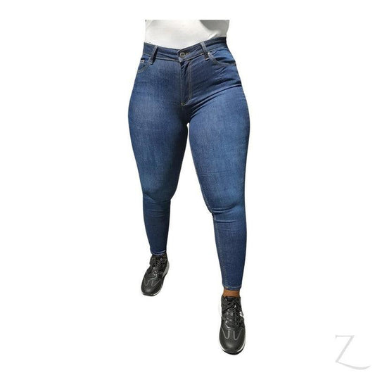 Buy-Ladies Super Stretchy Super Skinny Strong Denim Jeans | Plain | "Kuni"-Dark Blue-32-Online-in South Africa-on Zalemart
