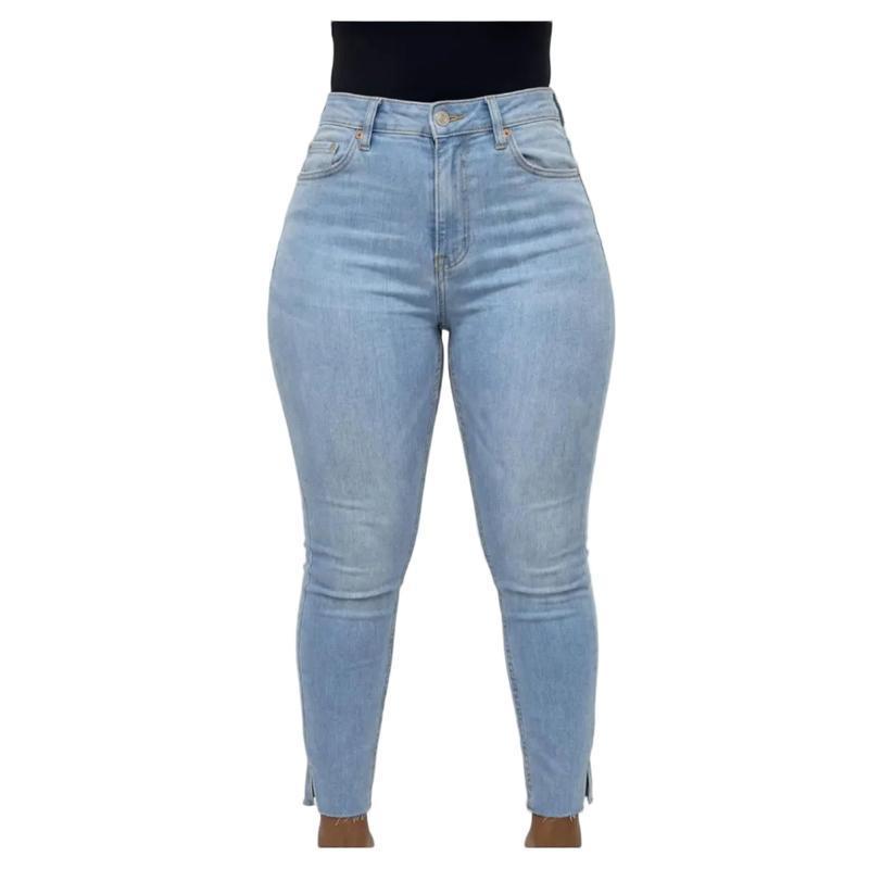Buy-Ladies Super Stretchy Super Skinny Strong Denim Jeans | Slit Hem | "Zia" - B Grade-Light Blue-30-Online-in South Africa-on Zalemart