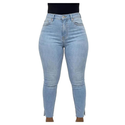 Buy-Ladies Super Stretchy Super Skinny Strong Denim Jeans | Slit Hem | "Zia" - B Grade-Light Blue-30-Online-in South Africa-on Zalemart