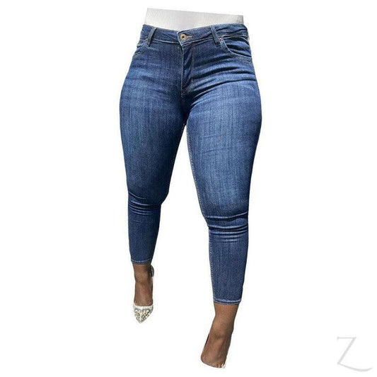 Buy-Ladies Super Stretchy Super Skinny Strong Denim Jeans | Zip Detail | "Phela"-Navy Blue-26-Regular-Online-in South Africa-on Zalemart