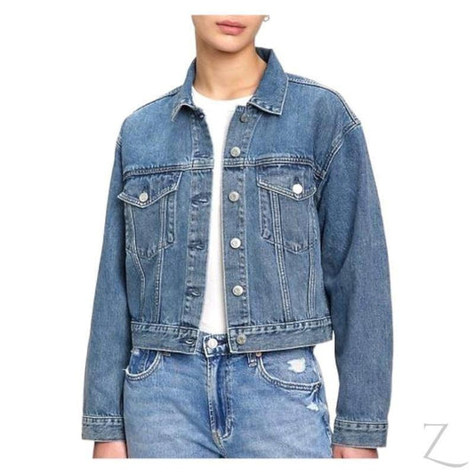 Buy-Ladies Super Strong 90s Fit Icon Denim Jacket | Plain | "Bobo" - B Grade-Blue-XXS-Regular-Online-in South Africa-on Zalemart