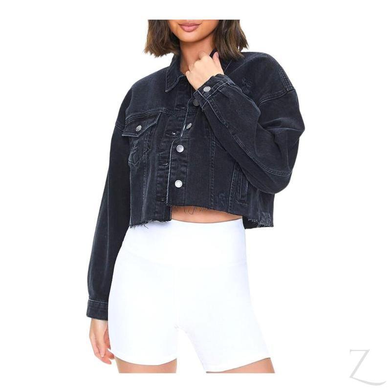 Buy-Ladies Super Strong Cropped Denim Jacket | Ripped | "Fele" - B Grade-Online-in South Africa-on Zalemart