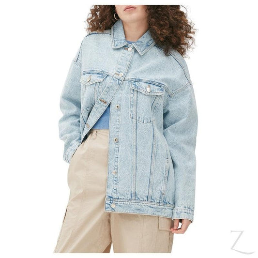 Buy-Ladies Super Strong Oversized Denim Jacket | Plain | "Oola"-Light Blue-S-Online-in South Africa-on Zalemart