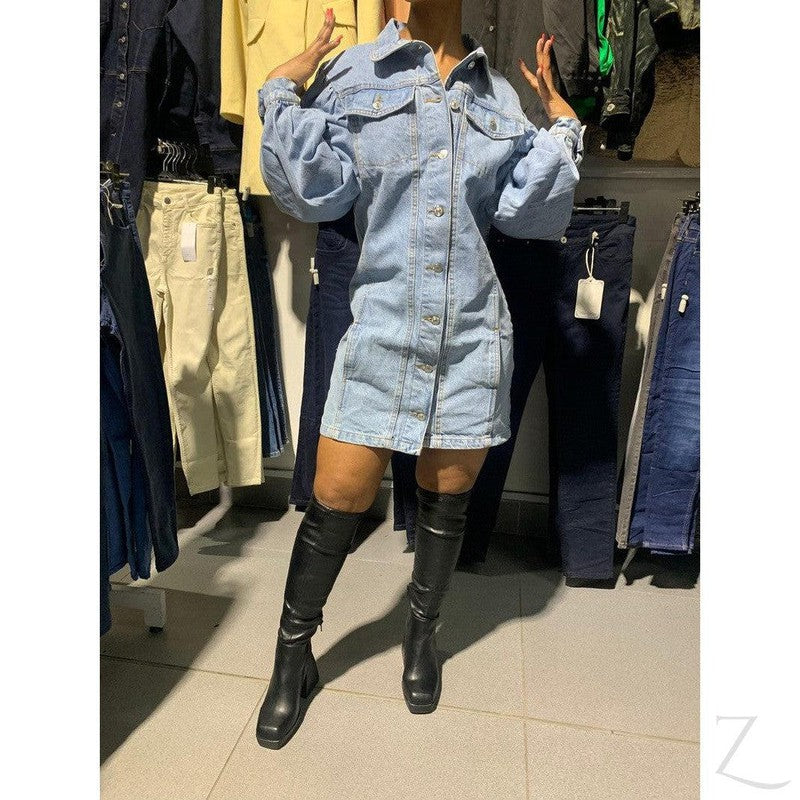 Buy-Ladies Super Strong Puff Sleeve Denim Dress | Short | "Liwe"-Online-in South Africa-on Zalemart