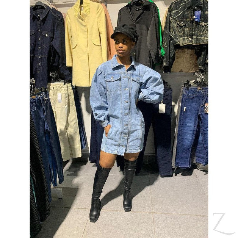 Buy-Ladies Super Strong Puff Sleeve Denim Dress | Short | "Liwe"-Online-in South Africa-on Zalemart