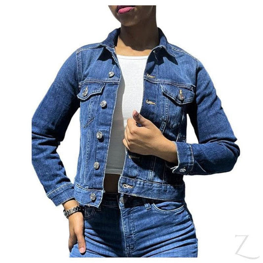 Buy-Ladies Super Strong Short Denim Jacket | Plain | "Futhi"-Dark Blue-XXS-Online-in South Africa-on Zalemart