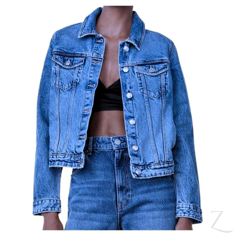 Buy-Ladies Super Strong Short Denim Jacket | Plain | "Zia"-Blue-XS-Online-in South Africa-on Zalemart