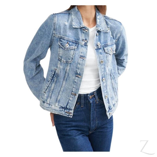 Buy-Ladies Super Strong Short Denim Jacket | Ripped | "Dabu"-Light Blue-XS-Online-in South Africa-on Zalemart