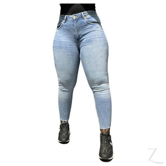 Buy-Ladies Super Strong Stretchy Skinny Denim Jeans | Cropped | "Zia"-Light Blue-28-Online-in South Africa-on Zalemart