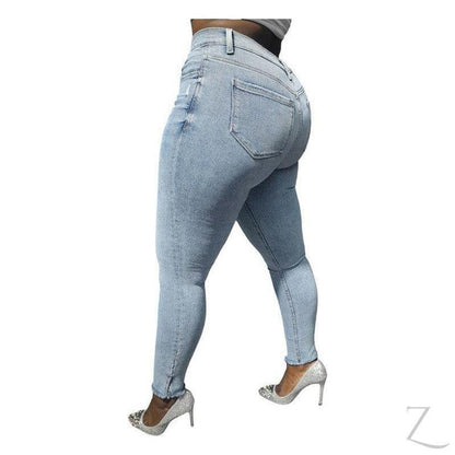 Buy-Ladies Super Strong Stretchy Skinny Detailed Denim Jeans | Slit Frayed Hem | "Barbie"- B Grade-Online-in South Africa-on Zalemart