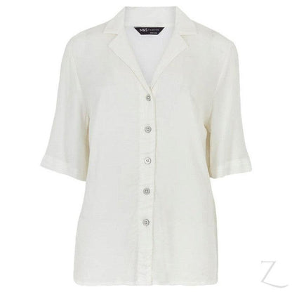 Buy-Ladies Textured 3/4 Sleeve Sheer Shirt | V-neck | "MS"-White-M-Online-in South Africa-on Zalemart