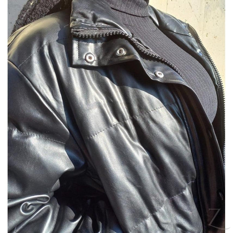 Buy-Ladies ZARA Replica Faux Leather Short Puffer Jacket | Buttons + Zipper | "Thingo"-Online-in South Africa-on Zalemart