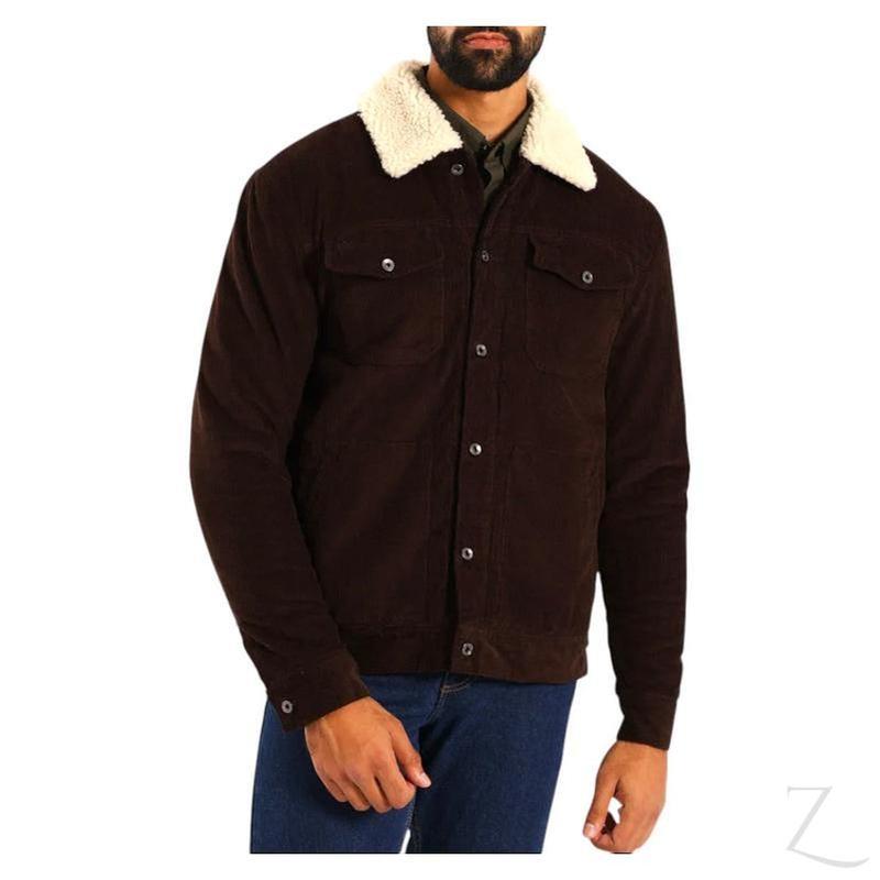 Buy-Men's Super Strong Corduroy Denim Jacket | Sherpa Lining | "Theku"-A Grade-Online-in South Africa-on Zalemart