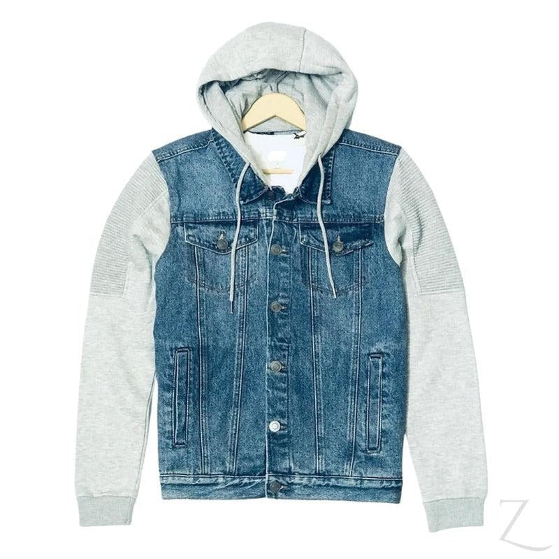 Buy-Men's Super Strong Hooded Denim Jacket | Striped Sleeves | "Cope"-Light Blue-S-Online-in South Africa-on Zalemart