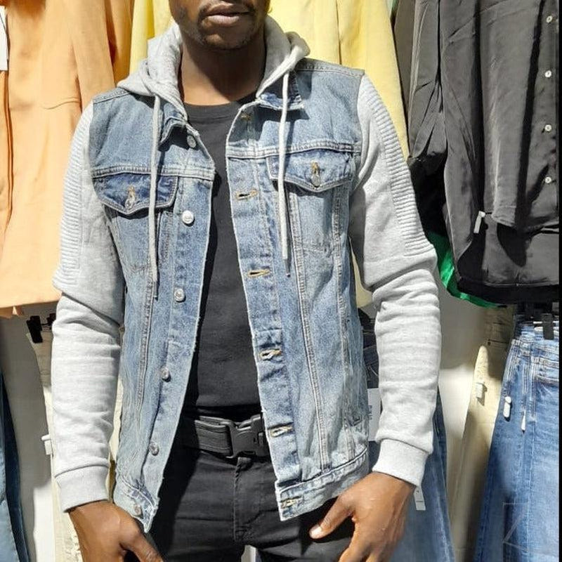 Buy-Men's Super Strong Hooded Denim Jacket | Striped Sleeves | "Cope"-Online-in South Africa-on Zalemart