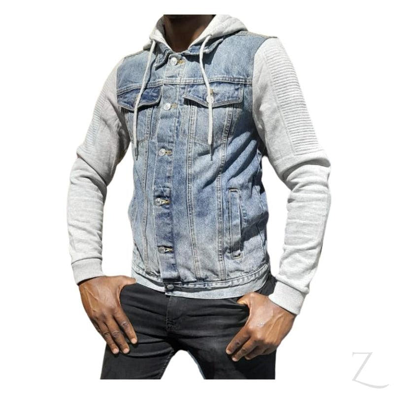 Buy-Men's Super Strong Hooded Denim Jacket | Striped Sleeves | "Cope"-Online-in South Africa-on Zalemart