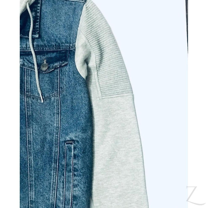 Buy-Men's Super Strong Hooded Denim Jacket | Striped Sleeves | "Cope"-Online-in South Africa-on Zalemart