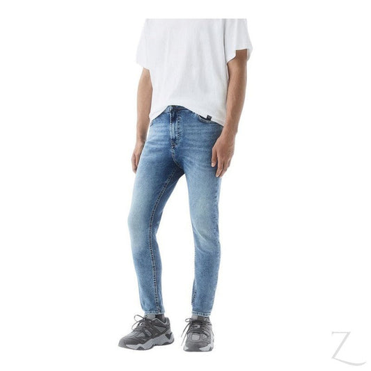 Buy-Men's Super Strong Stretchy Carrot Fit Denim Jeans | Plain | "Dube"-Blue-29-Online-in South Africa-on Zalemart