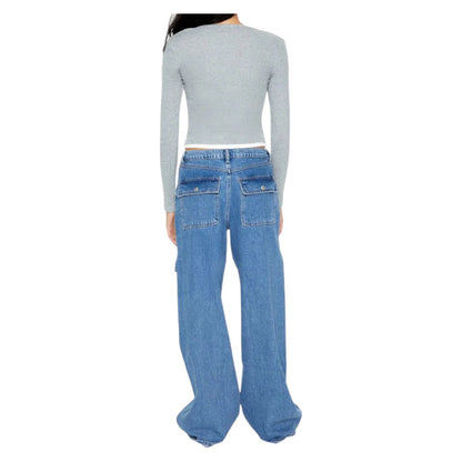 Ladies High Rise Wide Leg Baggy Jeans | Cargo | "Fele" - A Grade