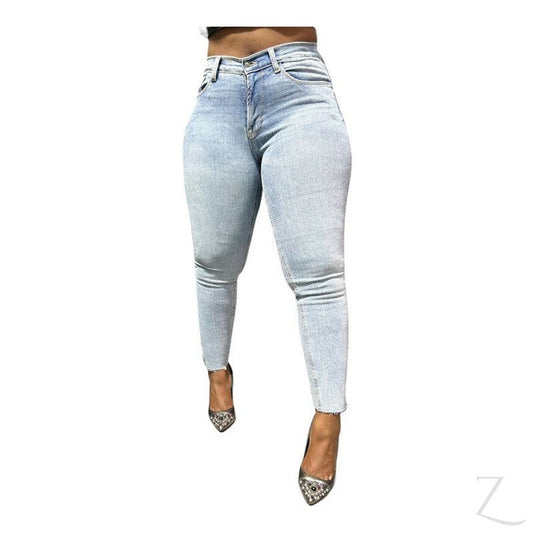 Ladies Super Strong Stretchy Skinny Detailed Denim Jeans | Slit Cropped Hem | "Barbie"