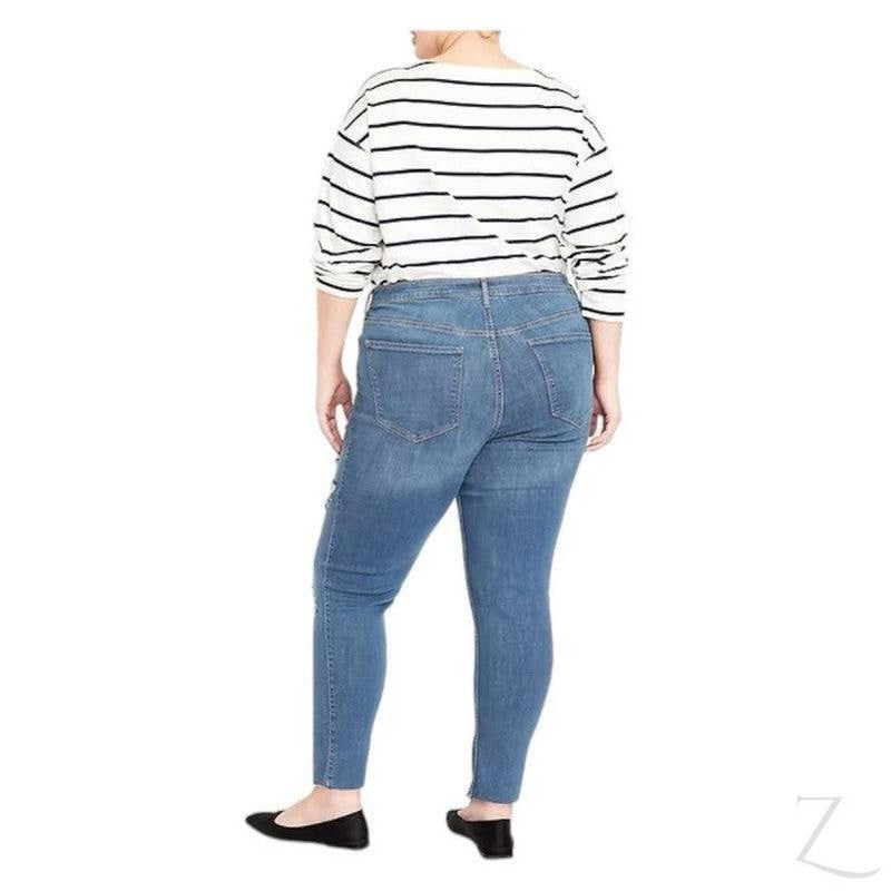 Ladies Extra High Waist Super Stretchy Super Skinny Strong Denim Jeans | Ripped | "Samina"