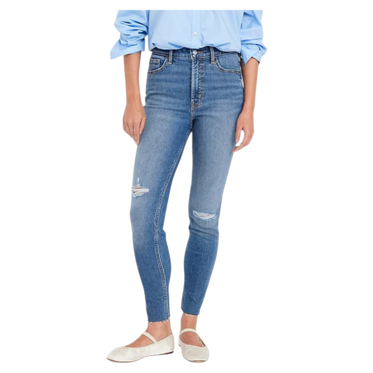 Ladies Extra High Rise Super Skinny Super Stretchy Strong Denim Jeans | Ripped |  "Samina" - A Grade