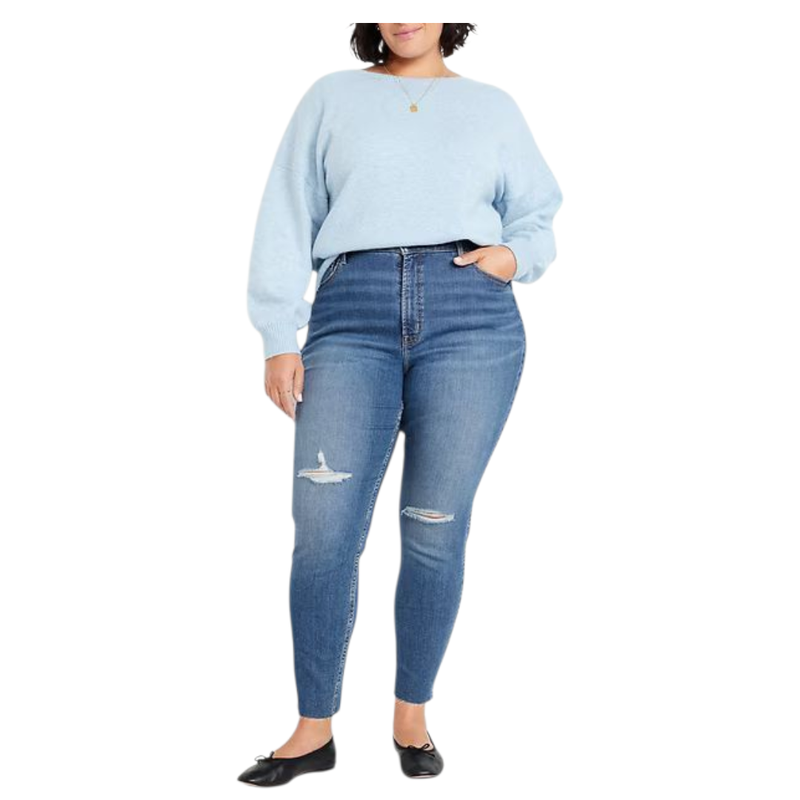 Ladies Extra High Rise Super Skinny Super Stretchy Super Strong Denim Jeans | Ripped |  "Samina" - A Grade