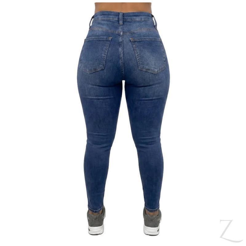 Ladies High Rise Super Stretchy Super Skinny Strong Denim Jeans | Plain | "Fele" - B Grade