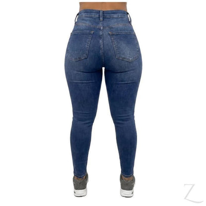 Ladies High Rise Super Stretchy Super Skinny Strong Denim Jeans | Plain | "Fele" - B Grade