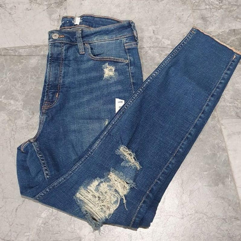 Ladies Extra High Waist Super Stretchy Super Skinny Strong Denim Jeans | Ripped | "Samina"