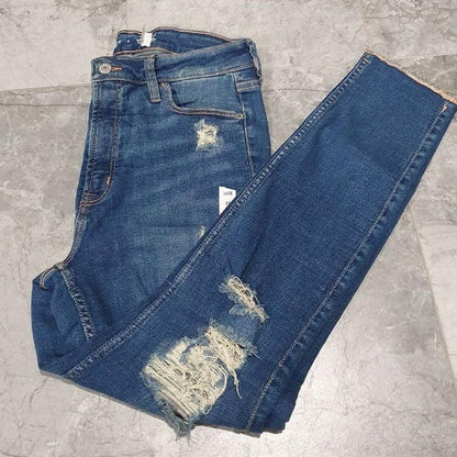 Ladies Extra High Waist Super Stretchy Super Skinny Strong Denim Jeans | Ripped | "Samina"