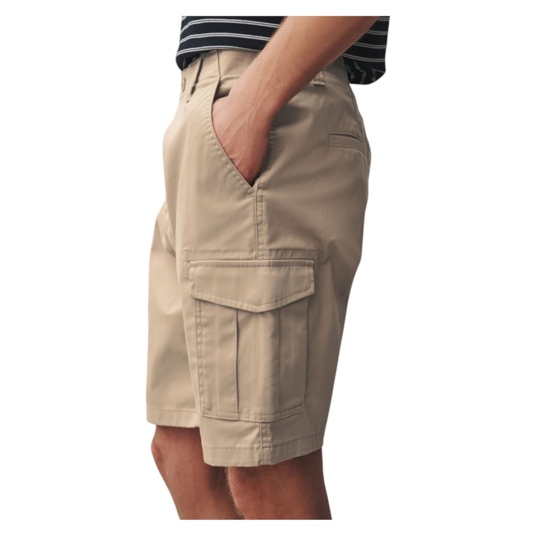Zalemart khaki cargo shorts for men with side flap pockets and a comfortable regular fit for casual summer wear.