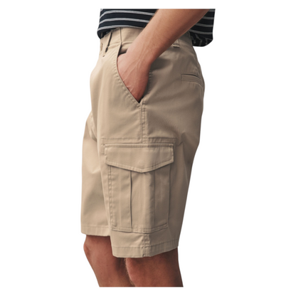 Zalemart khaki cargo shorts for men with side flap pockets and a comfortable regular fit for casual summer wear.