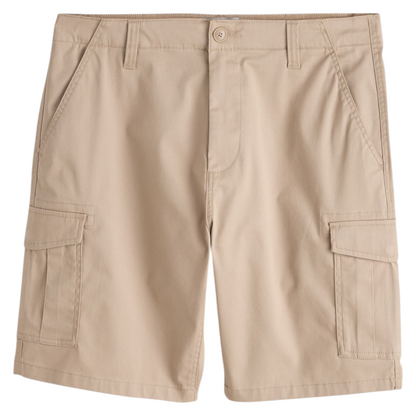 Zalemart men's khaki cargo shorts with side flap pockets and an elasticated waistband for a comfortable regular fit.
