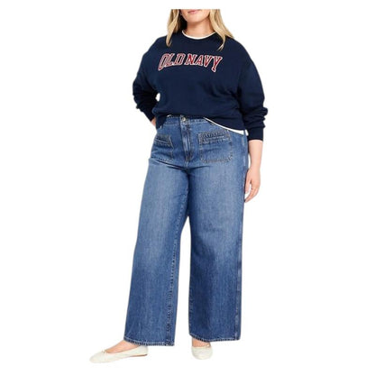 Ladies High Rise Strong Wide Leg Denim Jeans | Front Pockets | "Samina" - A Grade