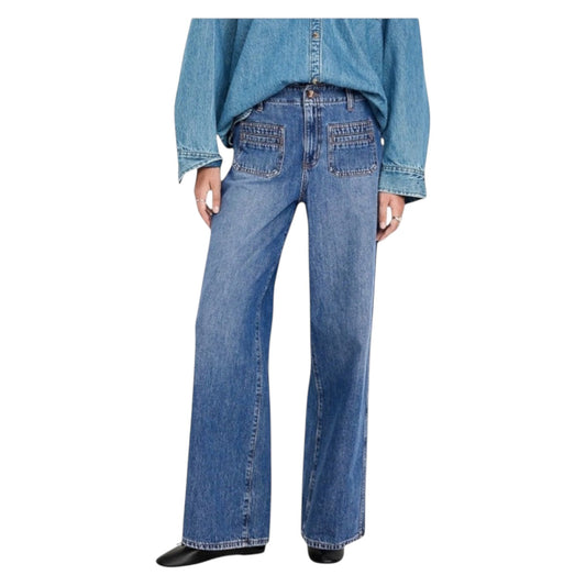Ladies High Rise Strong Wide Leg Denim Jeans | Front Pockets | "Samina" - B Grade