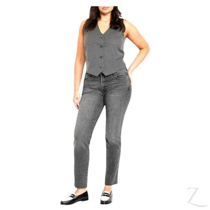 Ladies High Rise Super Strong Slightly Stretchy Slim Fit Denim Jeans With Cropped Hem | Plain | "Samina"