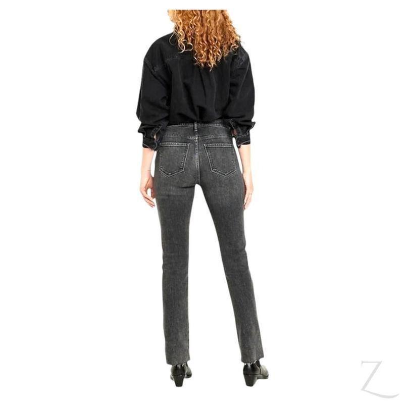 Ladies High Rise Super Strong Slightly Stretchy Slim Fit Denim Jeans With Cropped Hem | Plain | "Samina"