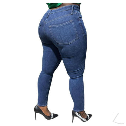 Ladies Super Strong Stretchy Slim Fit Denim Jeans | Plain | Samina