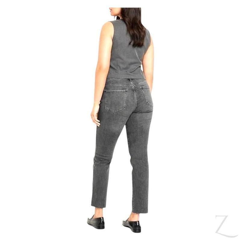 Ladies High Rise Super Strong Slightly Stretchy Slim Fit Denim Jeans With Cropped Hem | Plain | "Samina"