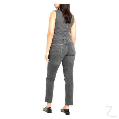 Ladies High Rise Super Strong Slightly Stretchy Slim Fit Denim Jeans With Cropped Hem | Plain | "Samina"