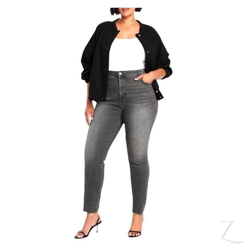 Ladies High Rise Super Strong Slightly Stretchy Slim Fit Denim Jeans With Cropped Hem | Plain | "Samina"